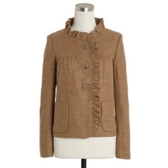J. Crew Jackets & Blazers - J. Crew Fiona 100% Wool Herringbone Ruffle Jacket